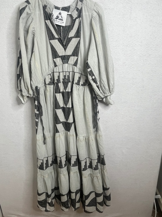 Pearl & Caviar Dresses & Skirts - Pearl & Caviar Boho Geometric Print Midi Dress Long Sleeve Flowy S
